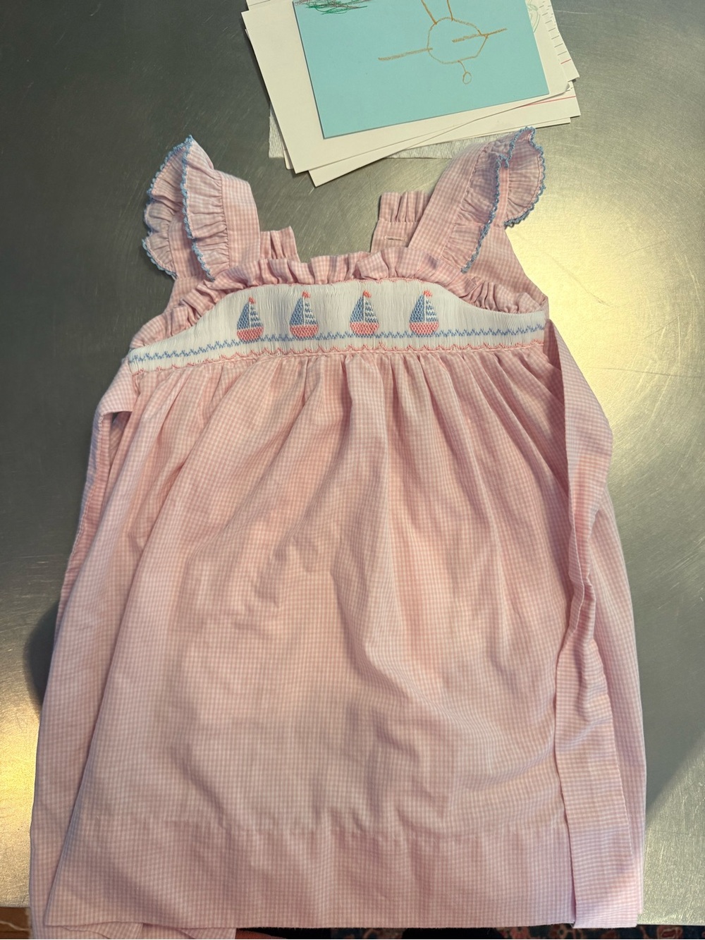 Petit Bebe Pink Smocked Sailboat Girls' dress